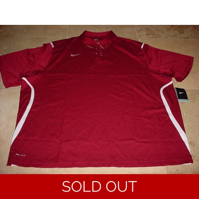 Nike Stretch Woven Dri-Fit Coaches Polo White Maroon 3XL